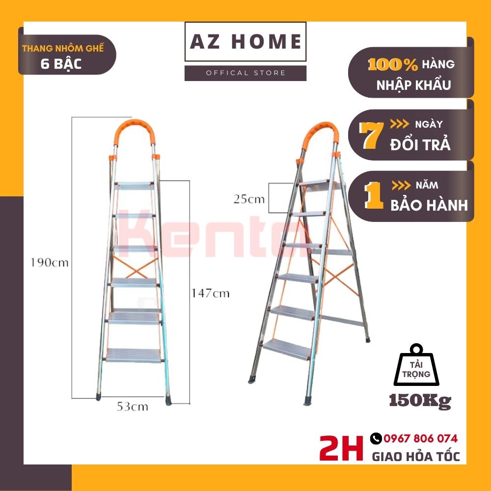 Thang Nhôm Ghế Tay Vin 6 Bậc  Khung Sườn Inox Bản To Hàng Nhập Khẩu, Có Quay Video Thực Tế, BH 24 Tháng