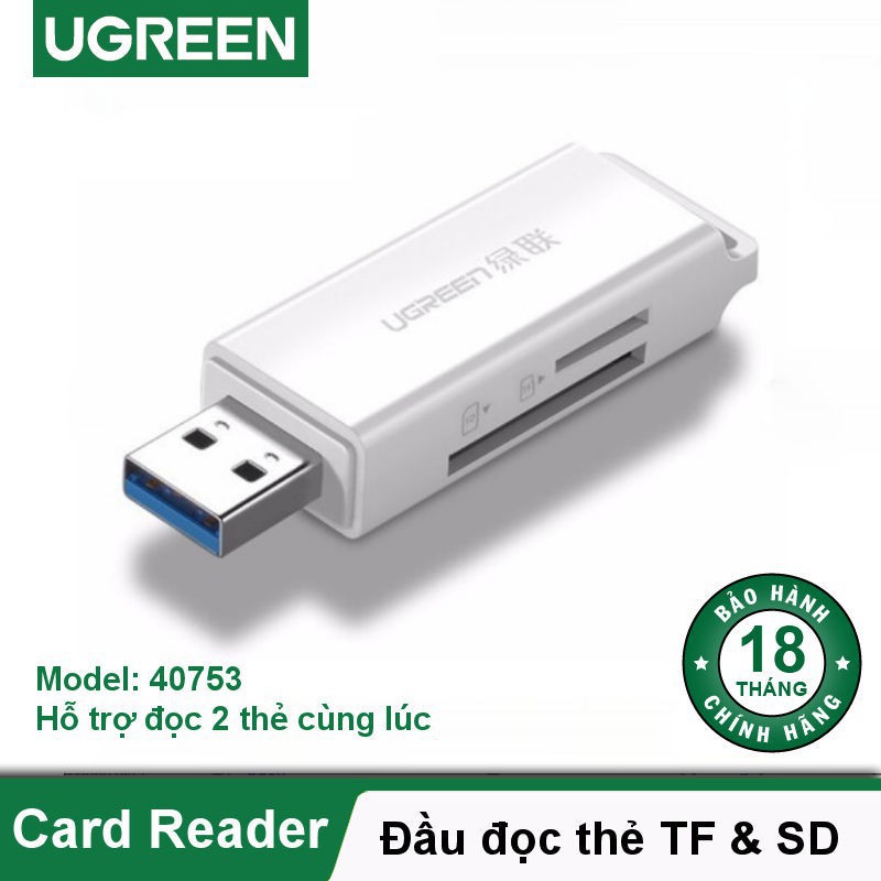 Đầu Đọc Thẻ Nhớ SD/TF USB 3.0 Cao Cấp Ugreen 40753 Chính hãng CM104