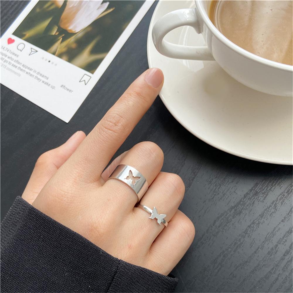 Set 2 Nhẫn Hình Bướm Thời Trang|Nhẫn Cưới Thời Trang Cho Cặp Đôi
