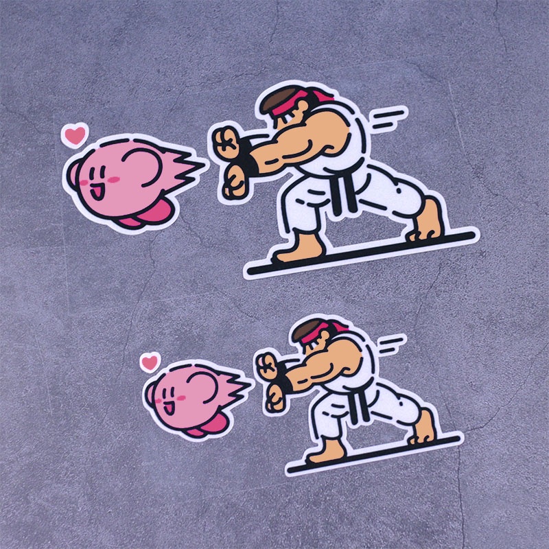 Kirby &amp; KOF Sticker Dán xe máy chống thấm nước Decal trang trí kính chắn gió
