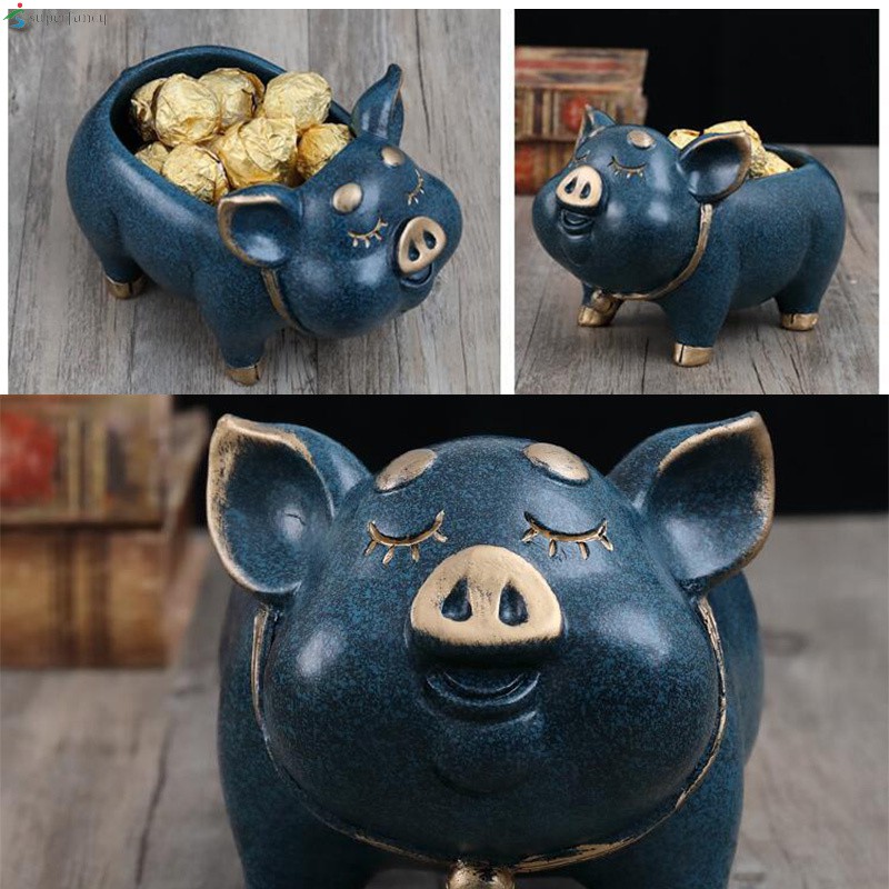 Pig Shape Remote Control Organizer Caddy Desktop Supplies Storage Box Ornament for Household