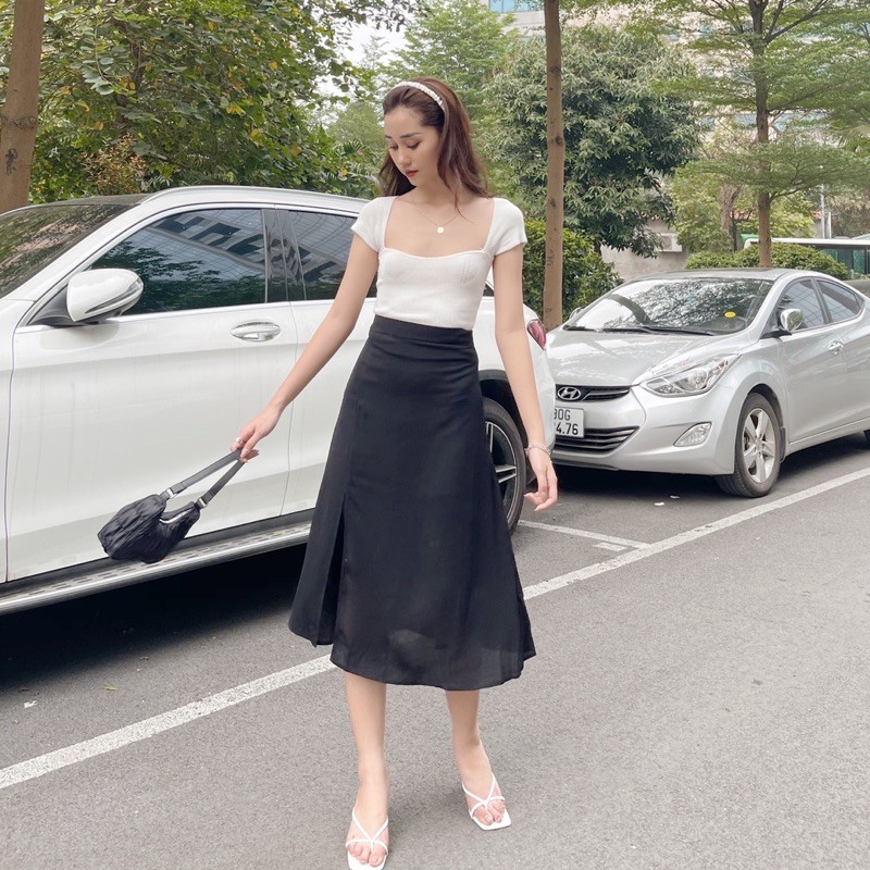 [Mã FADIRECT20 giảm 20K đơn 150K] chân váy dài đũi đen | BigBuy360 - bigbuy360.vn