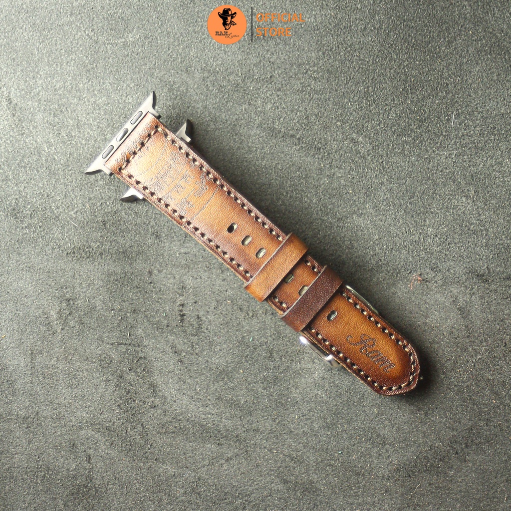 Dây đồng hồ trống đồng da bò vegtan màu socola - RAM Leather