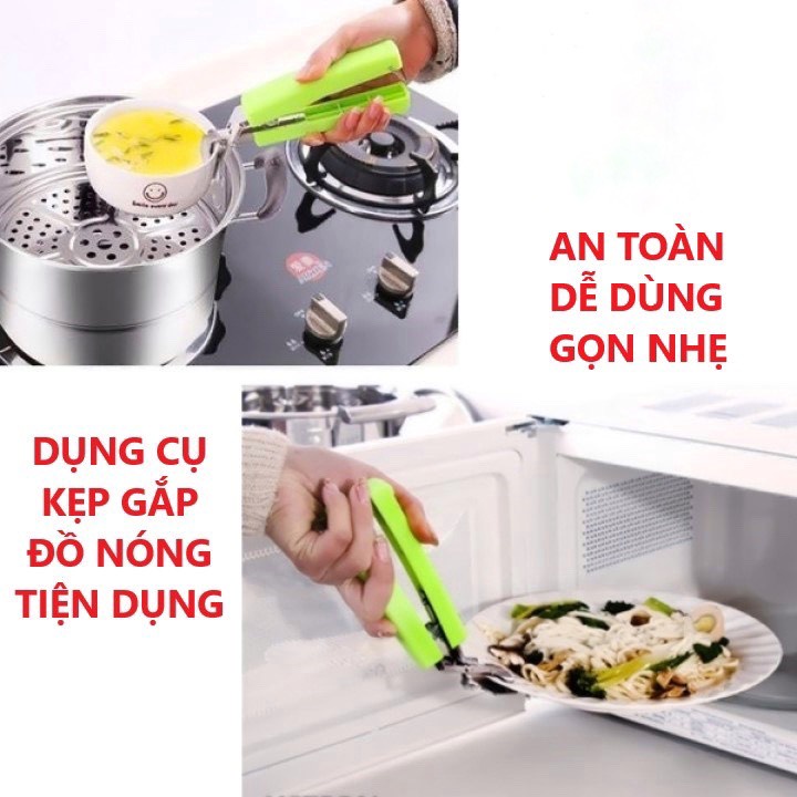 Kẹp gắp đồ nóng bằng inox cán nhựa, kẹp gắp bát đĩa chống nóng