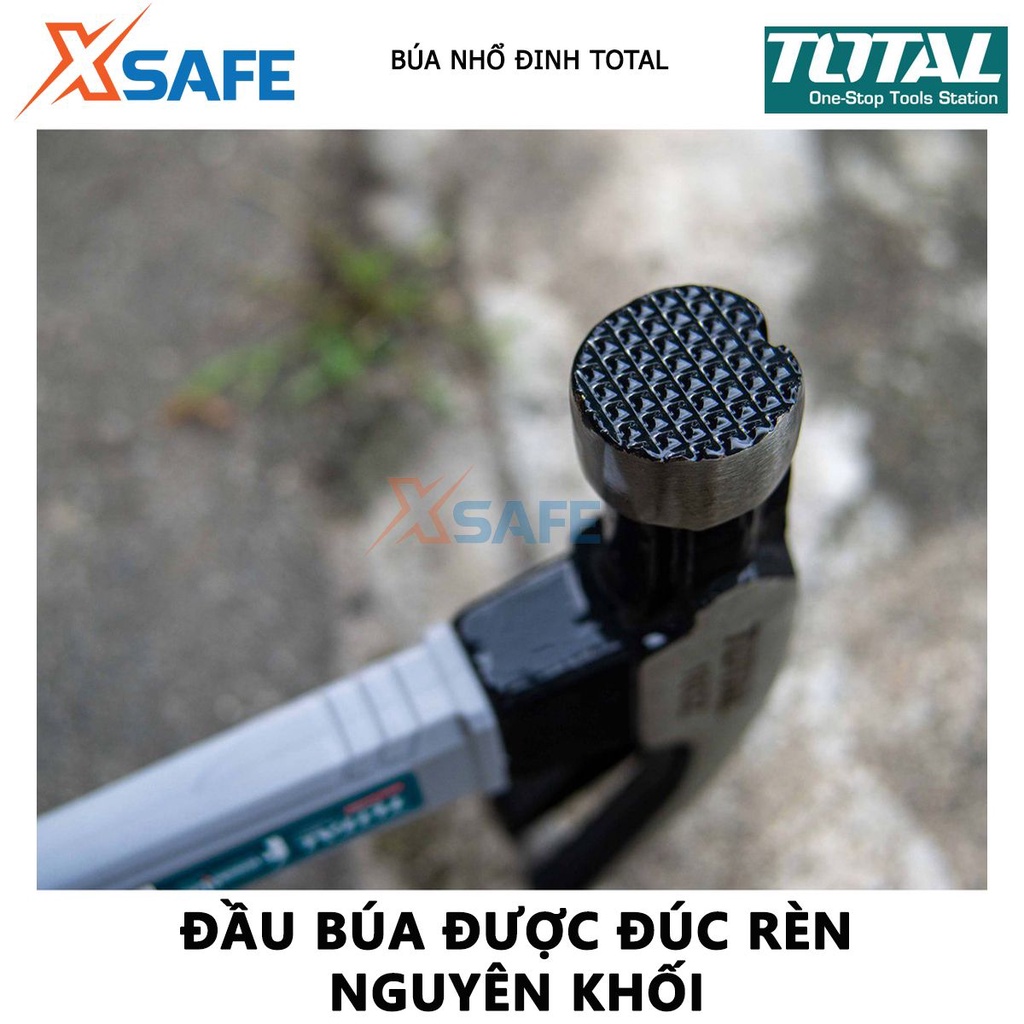 Búa nhổ đinh TOTAL Búa cầm tay trọng lượng 220g- 450g thép carbon 45#, đầu búa được tôi luyện chịu nhiệt - Chính hãng