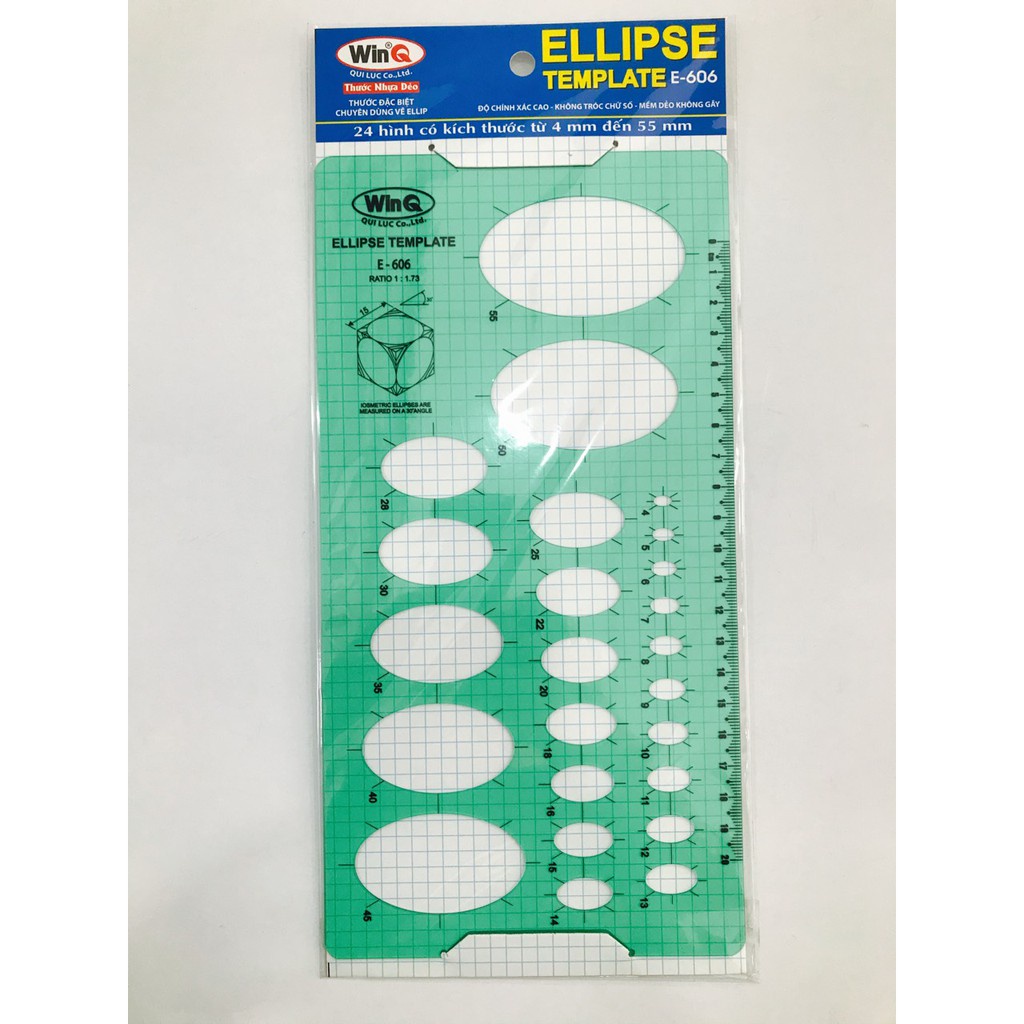 Thước vẽ kỹ thuật, Thước Elip, Ellipse Template Ruler E-606 5.0