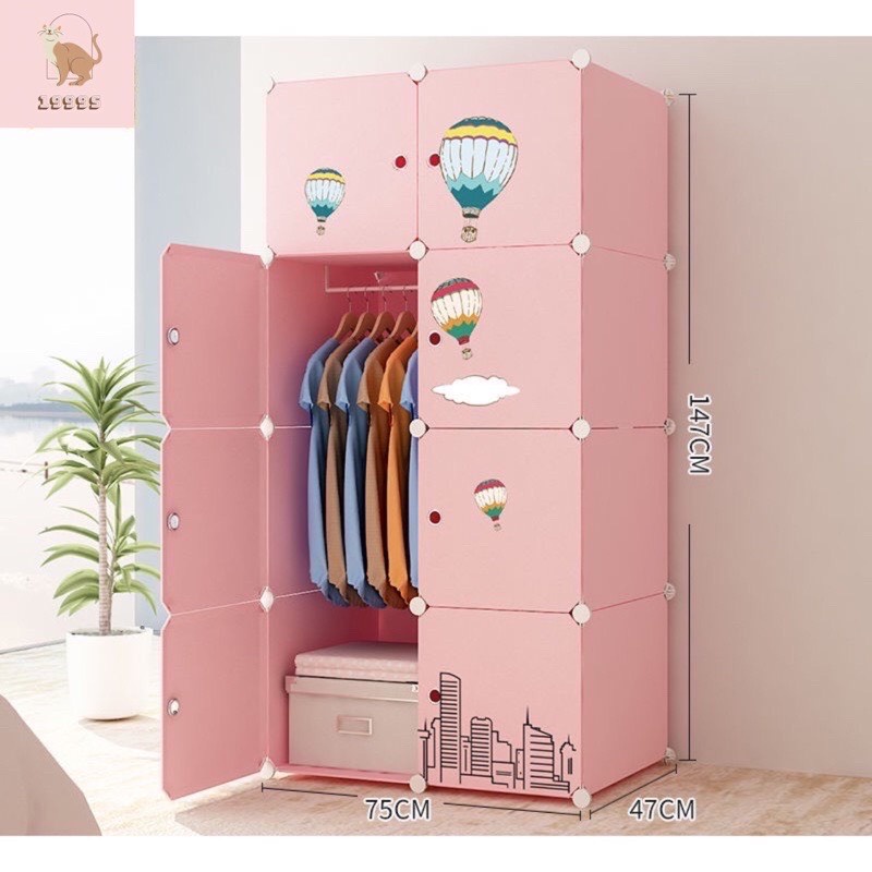 Tủ nhựa ghép 8 ngăn 1 thanh treo khổ lớn