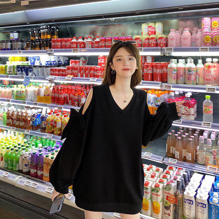 💃 Áo Sweater Nỉ Nữ Tay Nơ Khoét Vai Tay Bồng 2 Màu