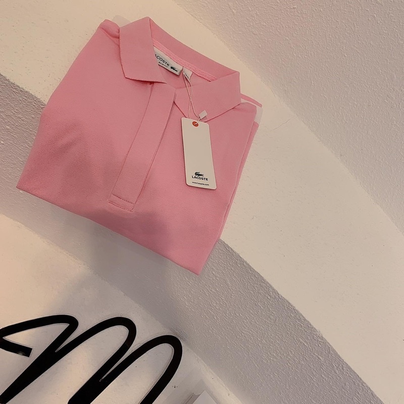 ÁO POLO LCT HỒNG PHỐI TRẮNG CHO NỮ