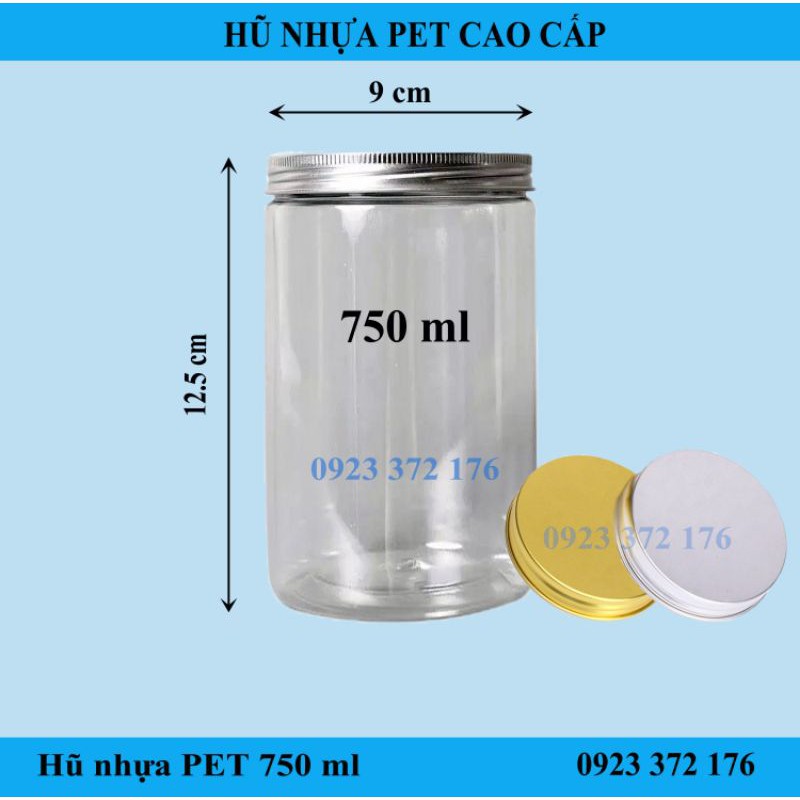 Hộp Hũ Nhựa PET 750ml  Nắp Nhôm Kèm Lót - Đựng Thực Phẩm Đồ Khô Ngũ Cốc
