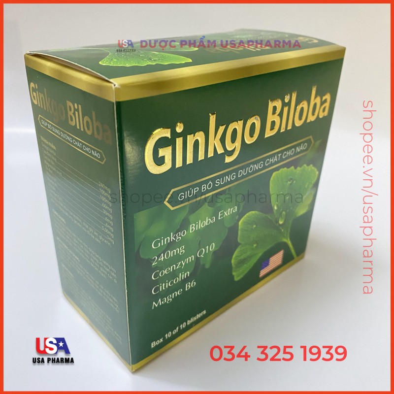 Viên uống bổ não ginkgo Biloba 240mg Extra Hỗ trợ tăng cường tuần hoàn não - Hộp 100 viên