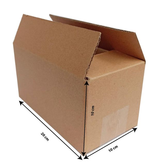 Hộp giấy đóng hàng kích thước: dài 20cm, rộng 10cm, cao 10cm