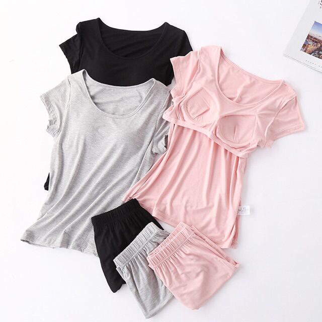 Bộ đồ mặc nhà kèm áo ngực chất mát mịn (hàng có sẵn) | BigBuy360 - bigbuy360.vn