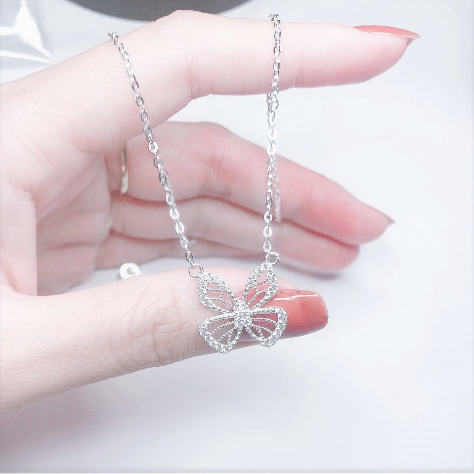 Dây chuyền bạc nữ Evasilver hình đôi cánh (Ảnh thật), Vòng cổ chất liệu bạc ta sang trọng nữ tín