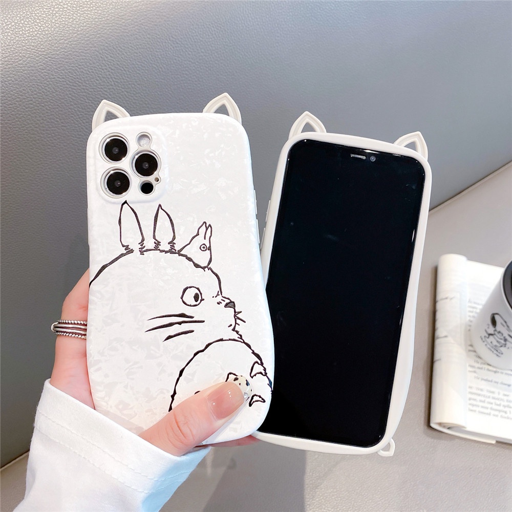 Ốp Điện Thoại TPU Mềm Hình Totoro Tai Mèo 3D Cho iPhone 14 13 11 12 Pro Max 12Pro 13Pro 14Pro 14Plus X XS Max XR 7 8 Plus
