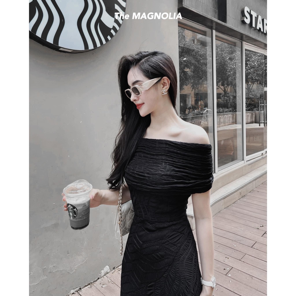 Váy đầm maxi sang trọng trễ vai đuôi cá thiết kế chất thun xốp ren LAMIGO  L159