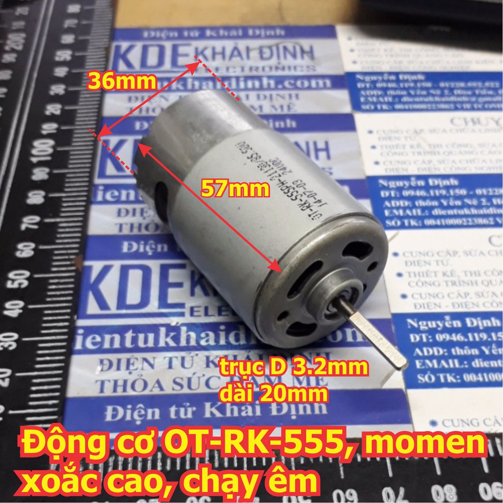 động cơ DC DT-RK-555PH 24v3669rpm trục D 3.2mm, 250gam, momen xoắn cao kde3084