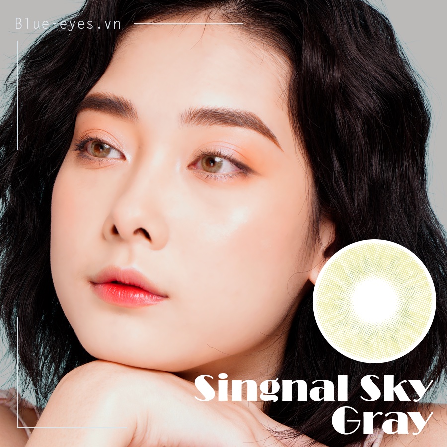 &lt;Lens xám tây trong&gt; Kính áp tròng Hàn Quốc BLUE EYES -SINGNAL SKY GRAY - Lens nhập khẩu chính hãng Hàn Quốc