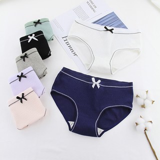 Quần lót nữ Tăm gân đính nơ, dễ thương thoáng khí