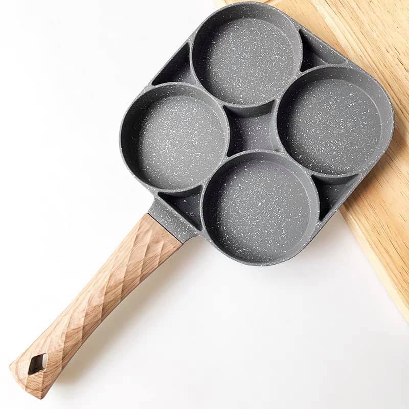 Chảo Cán Gỗ Chia 4 Ô Làm Bánh Pancake Nấu Ăn Decor Trang Trí Nhà Bếp