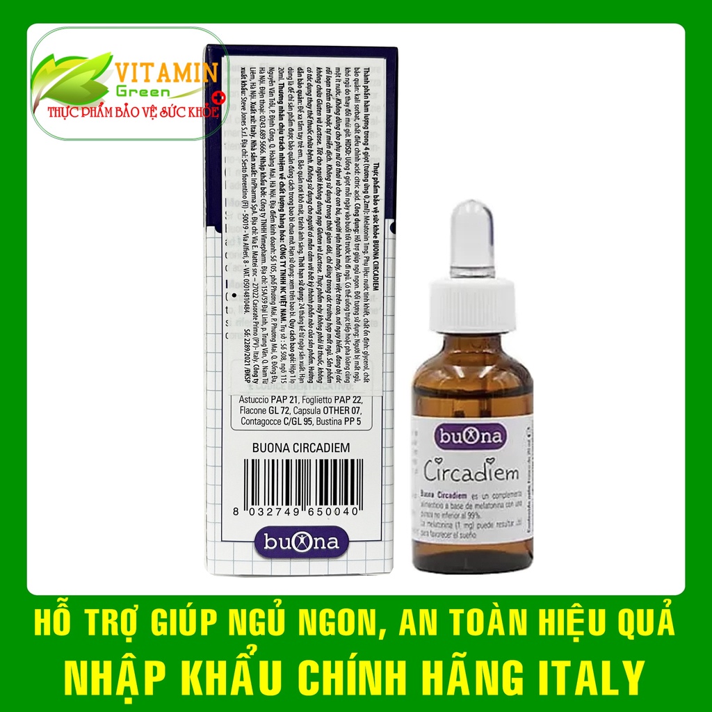 Siro giúp bé ngủ ngon Buona Circadiem melatonin 1mg giảm quấy khóc về đêm | Nhập khẩu chính hãng Italy