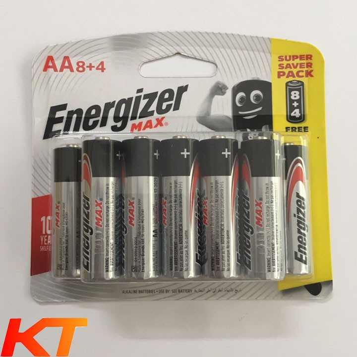 Pin AA, AAA Energizer max alkaline bp8+4 - vỉ 12 viên
