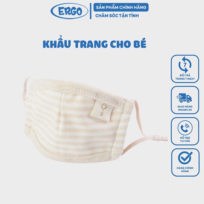 Khẩu trang cotton xuất hàn với quai đeo tiện lợi vô cùng an toàn cho bé với nút bấm điều chỉnh quai dễ dàng