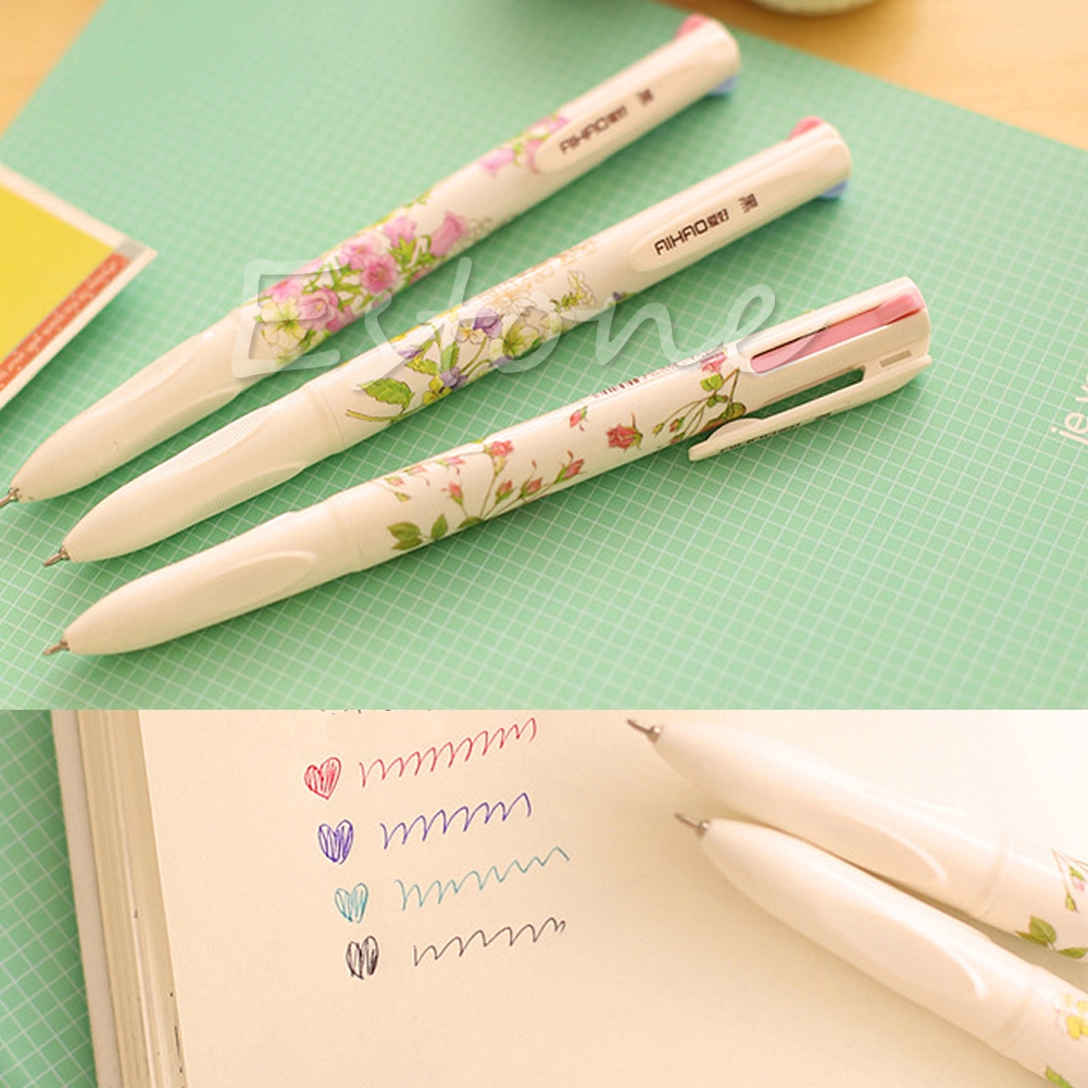 Bộ 3 bút bi 4 màu phong cách mùa hè đa năng
