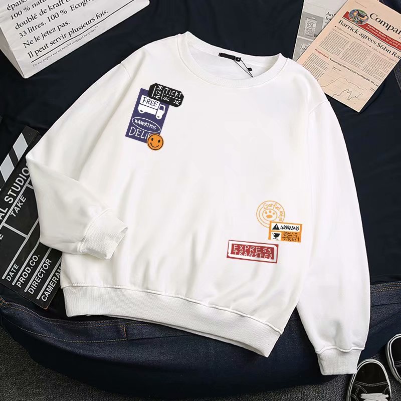 Áo len cổ tròn tay dài dáng rộng phong cách thời trang Hồng Kông cho nam và nữ M-8Xl