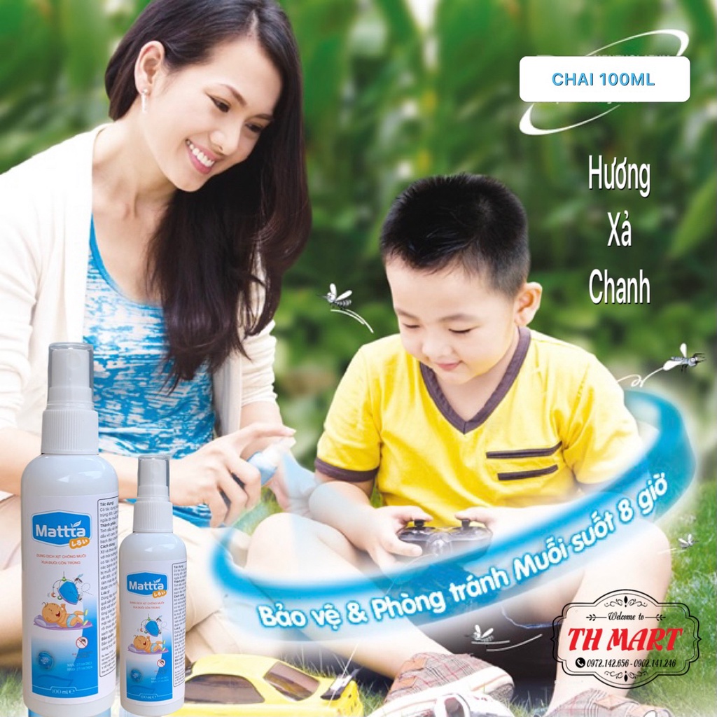 Xịt Chống Muỗi, Tinh Dầu Thảo Dược Đuổi Côn Trùng Matta Cho Bé Và Người Lớn Suốt 8h ( Chai 100ml )