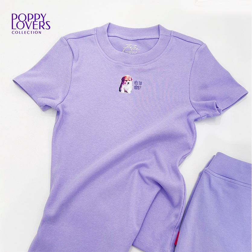 Folie Homewear -  Set đồ bộ mặc nhà thun gân cotton áo tay ngắn quần short FLA1Q1