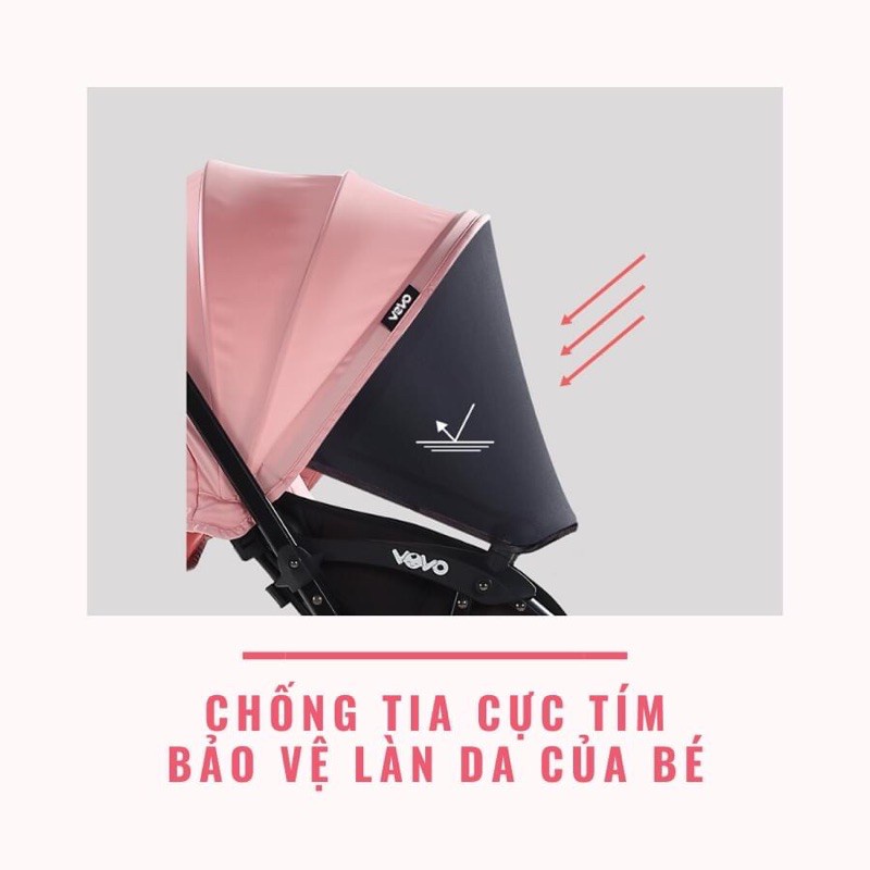 Xe đẩy gấp gọn 2 chiều 3 tư thế VOVO TRAVEL 2021 - Hàng chính hãng