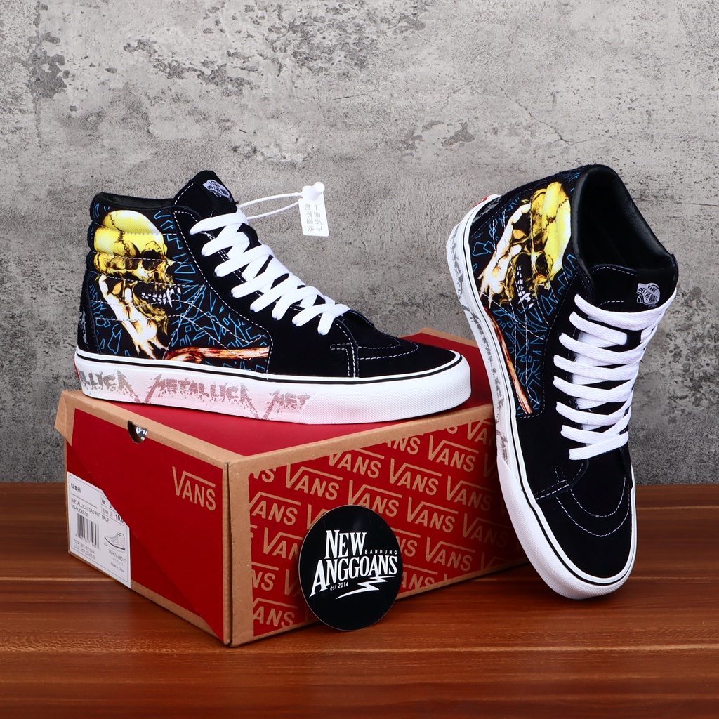 Album Ảnh 30Th Anniversary Sk8 Hi Màu Trắng Đen DT Sepatu Thương Hiệu PUTIH HITAM Vans X Metallica