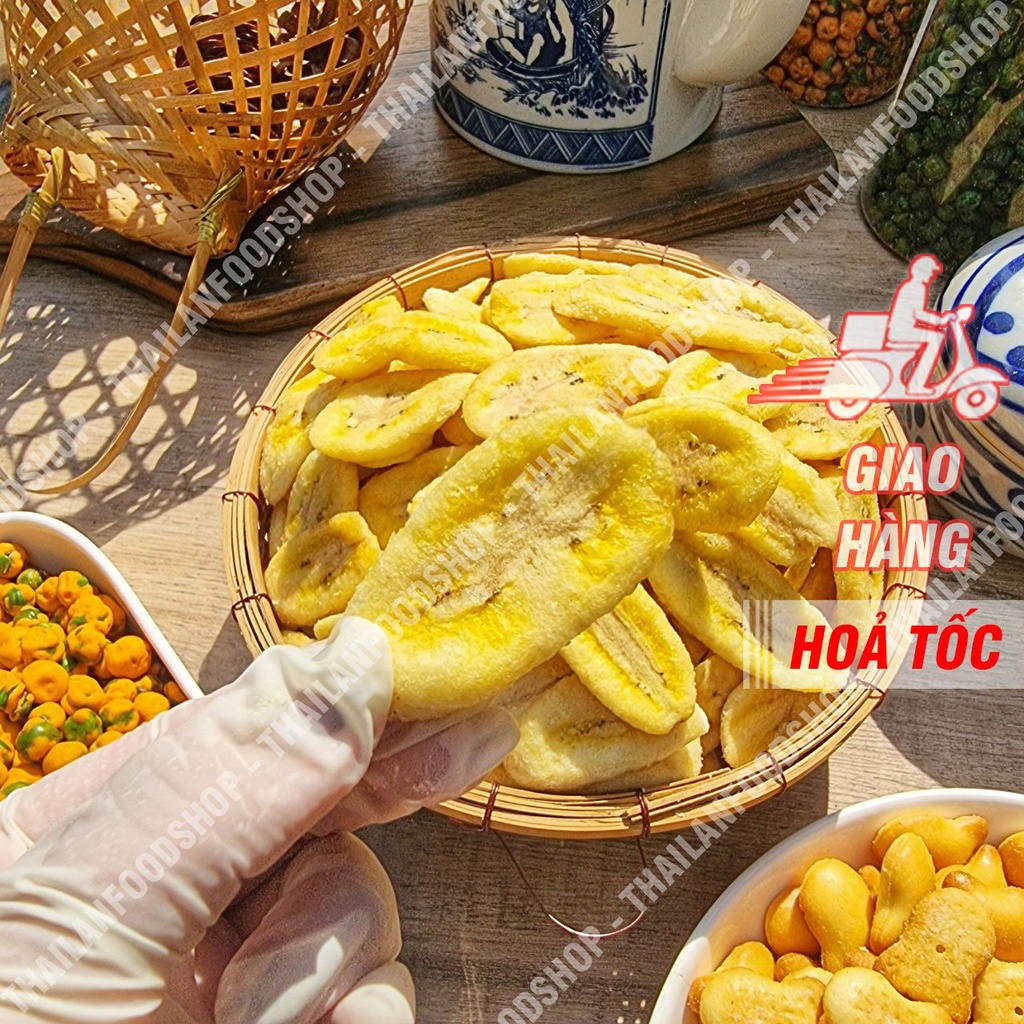 Chuối Sấy Giòn Nguyên Miếng Hàng Xuất Khẩu Túi 500Gram