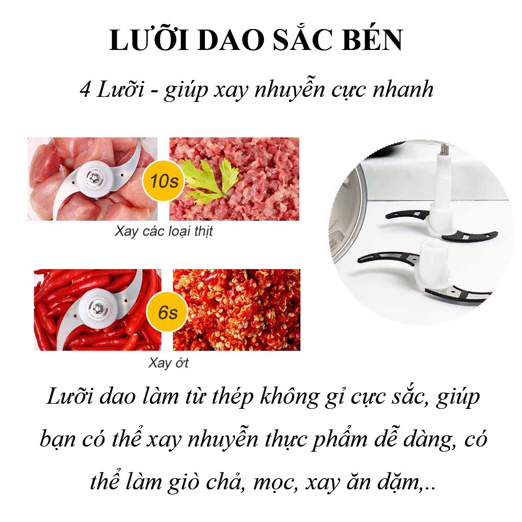 [Mã ELHADEV giảm 4% đơn 300K] Máy xay thịt Lock&amp;Lock cối inox, cối thủy tinh 1L 2L 2,4L chính hãng bảo hành 12 tháng