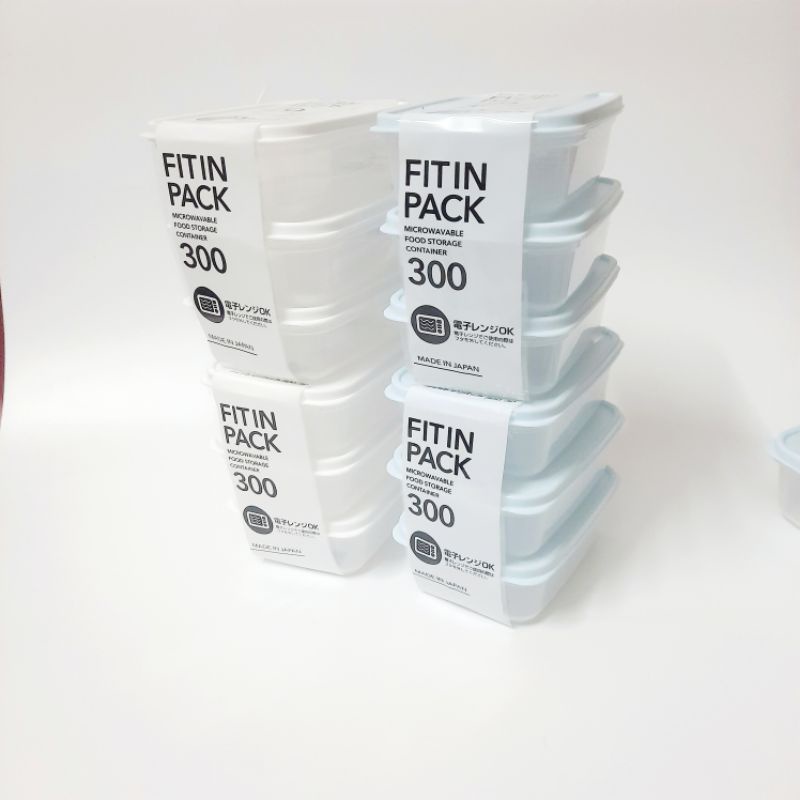 Set 3 Hộp Nhựa Đựng Thực Phẩm Mini 300ml Nắp Dẻo Sanada Fitin Pack Trữ Đông Thức Tủ Lạnh