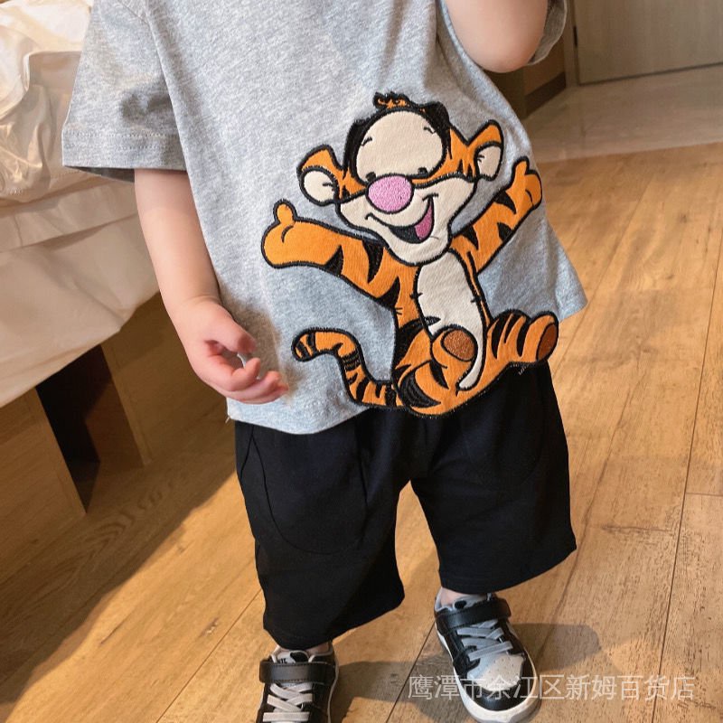 Áo Thun Tay Ngắn 100% Cotton Siêu Mềm Thêu Họa Tiết Hoạt Hình Thời Trang Mùa Hè Cho Bé Trai Và Gái