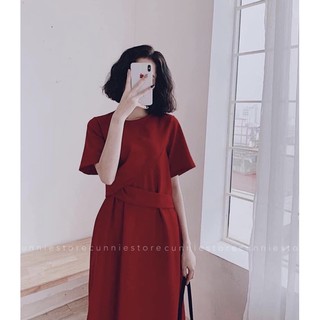 Đầm suông trơn xoắn lưng