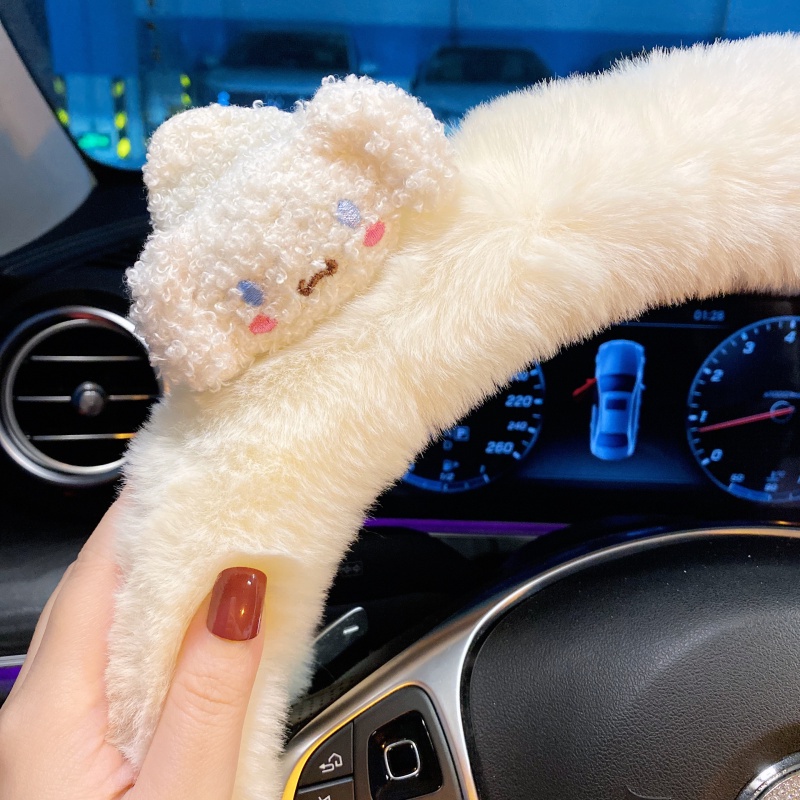 Vỏ Bọc Vô Lăng Xe Hơi Bằng Vải Bông Mềm Mại Đường Kính 38cm Hình Thỏ melody Dễ Thương