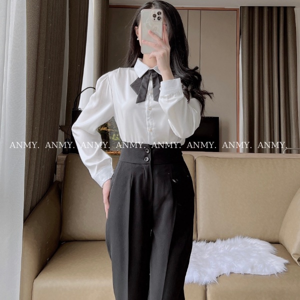Quần tây nữ lưng cao AMY dáng baggy cạp cao siêu tôn dáng chuẩn đứng form đẹp khóa trước Anmy Q568