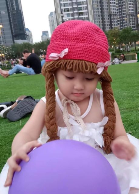 Nón len gấu 2 bính tóc