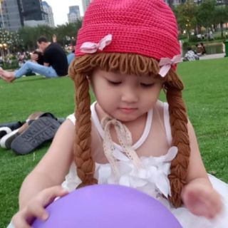 Nón len gấu 2 bính tóc (có nhiều màu)