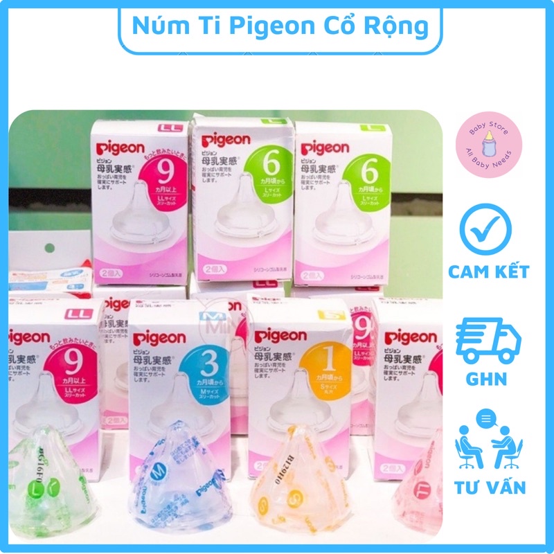 Núm Ti Pigeon Nội Địa Nhật Thay Thế Bình Sữa Cổ Rộng