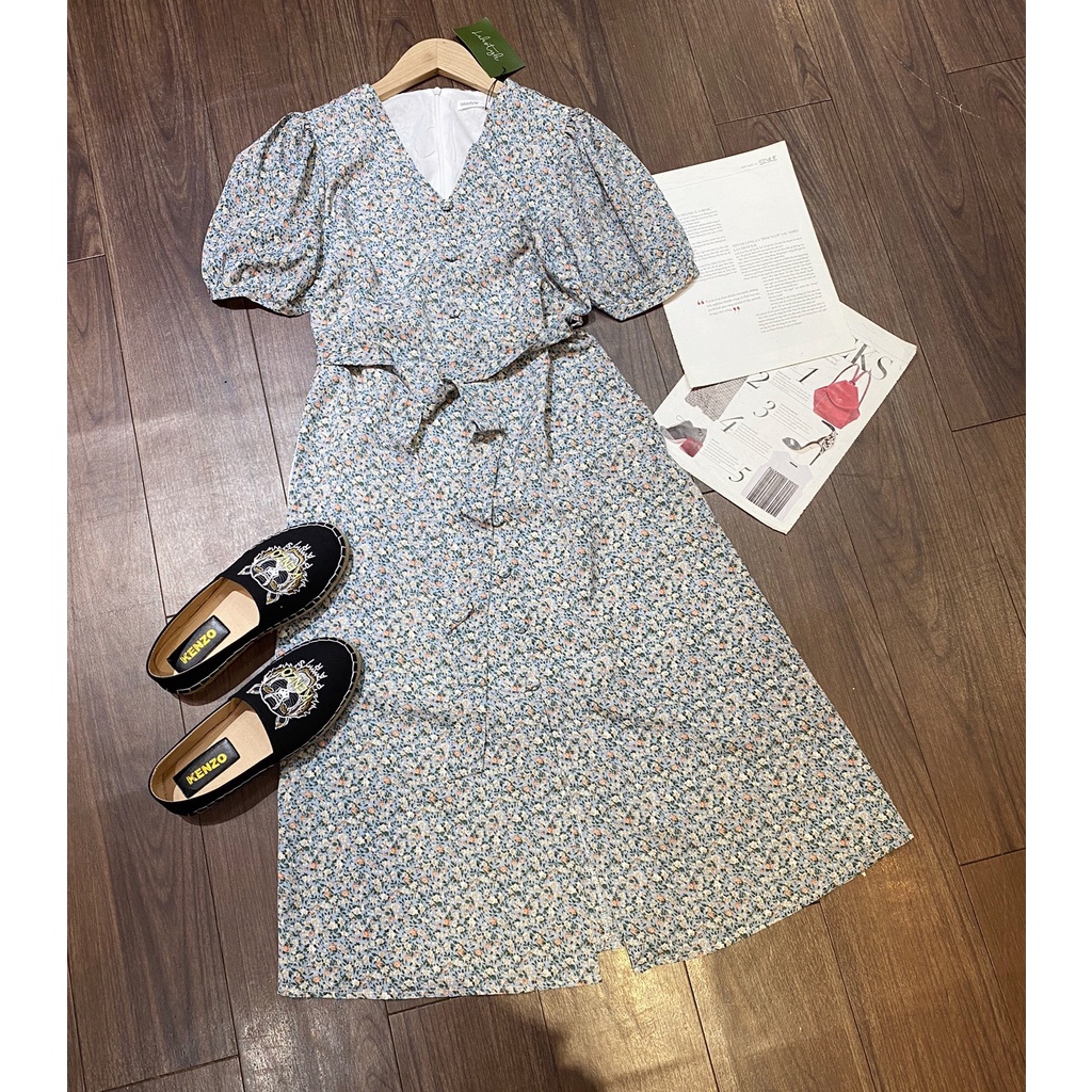 Đầm hoa nhí xanh nhạt thiết kế Lalastyle