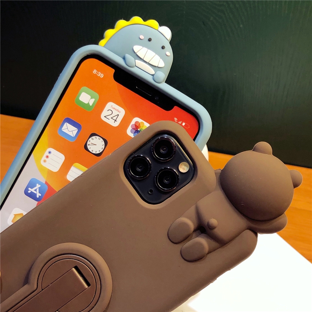 Ốp điện thoại họa tiết gấu nâu 3D thời trang dành cho iPhone 12 11 Pro Max Mini SE 2020 X XS Max XR 6 6S 7 8 Plus