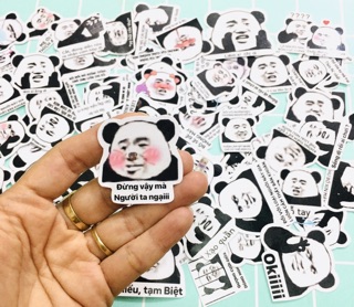 70 Sticker gấu trúc meme ép lụa bóc dán