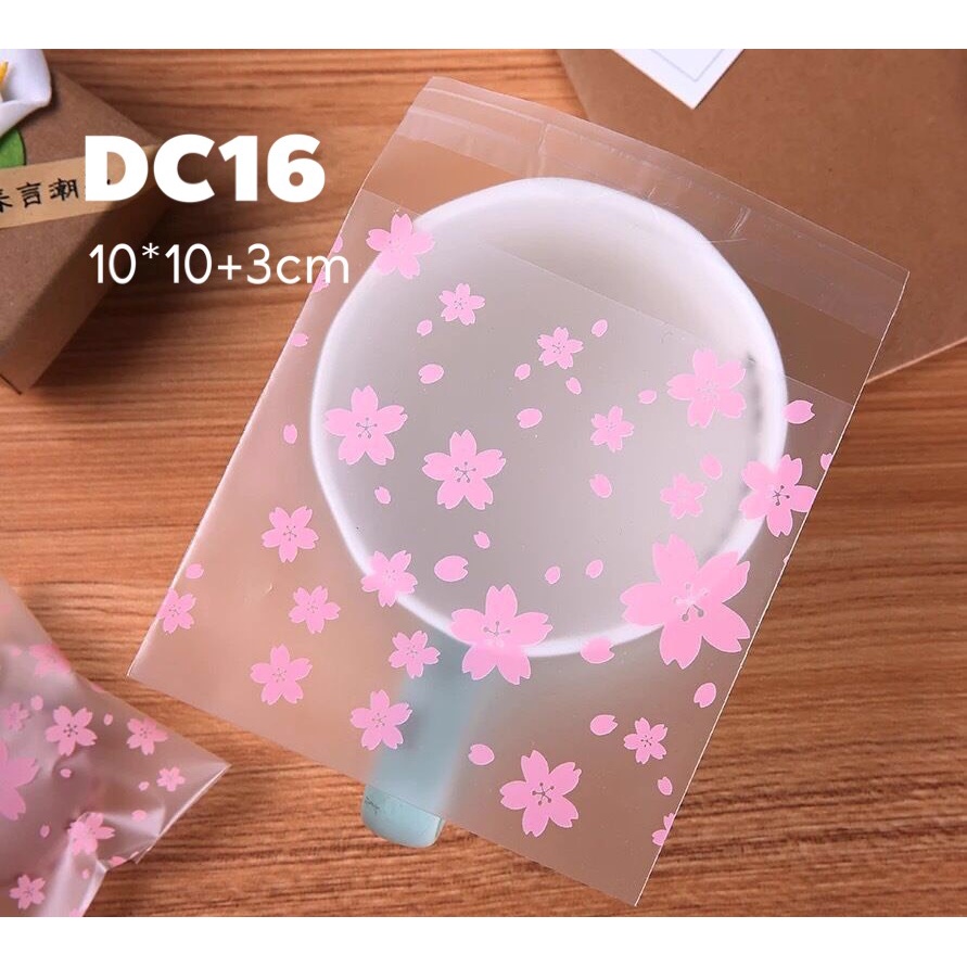 Túi đựng bánh dán miệng hoa đào to DC16 - 100 chiếc