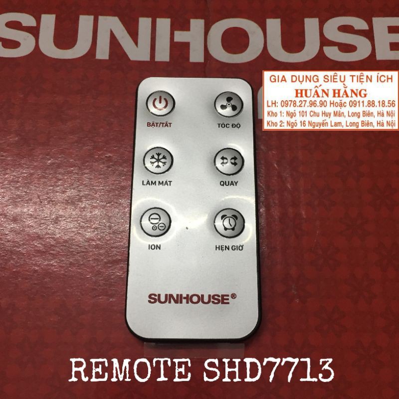 MOTTOR ĐẢO GIÓ, ĐIỀU KHIỂN TỪ XA VÀ PIN ĐIỀU KHIỂN QUẠT ĐIỀU HOÀ SUNHOUSE SHD7713