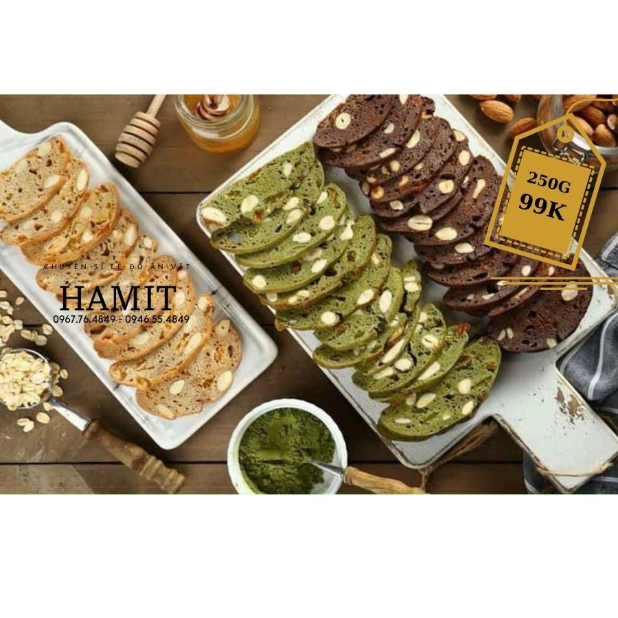 BÁNH BISCOTTI 3 VỊ - DÀNH CHO NGƯỜI ĂN KIÊNG 250Gr Hamit đồ ăn vặt  SG | BigBuy360 - bigbuy360.vn