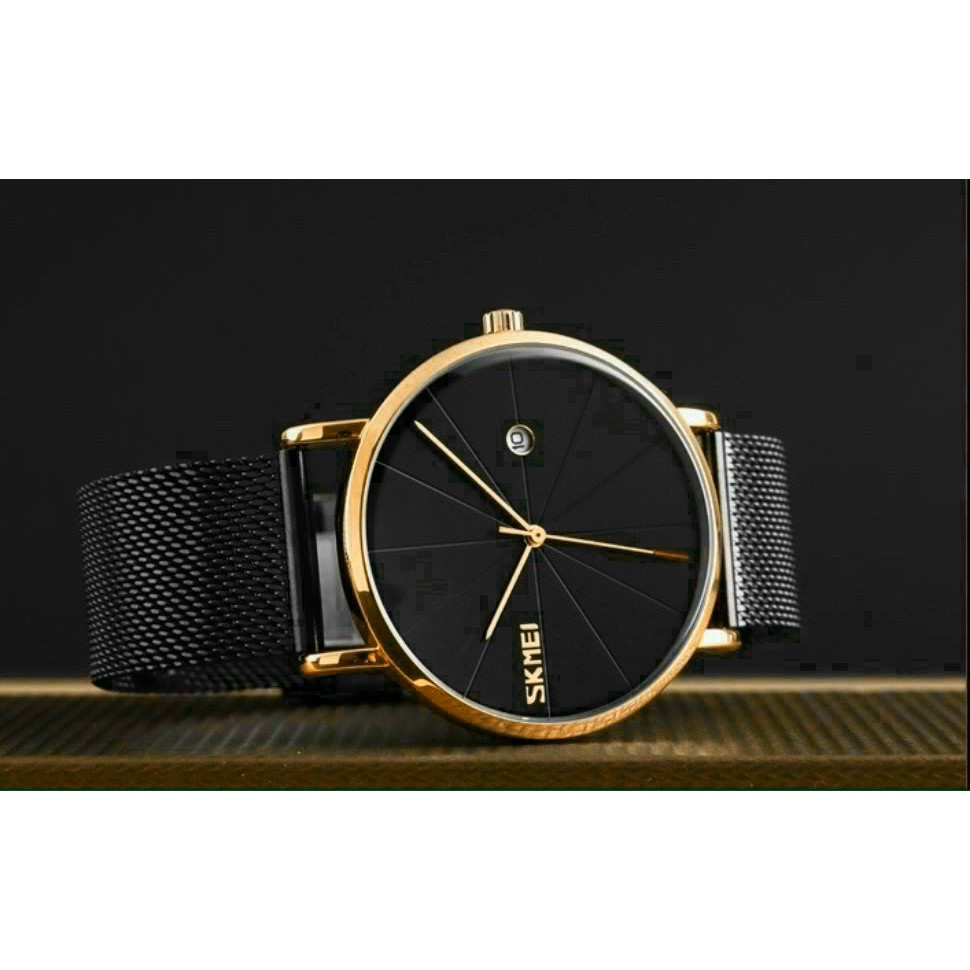 Đồng hồ nam mặt tròn, đồng hồ đeo tay nam SKMEI dây lưới, thời trang công sở